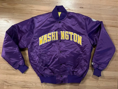 Vintage WASHINGTON HUSKIES 90s STARTER Jacket Coat Satin Sz XL Cover
