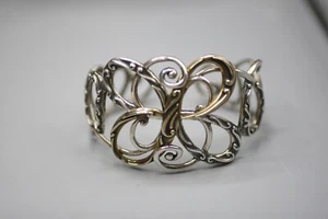 Elegant Carolyn Pollack Relios Sterling Silver .925 BRASS  Cuff Bracelet 7.5” P2 - Picture 1 of 9