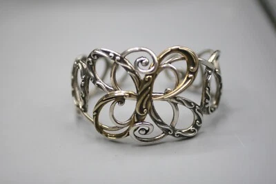 Elegant Carolyn Pollack Relios Sterling Silver .925 BRASS  Cuff Bracelet 7.5” P2 - Image 1 of 4
