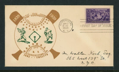 1939 FDC Service USA Scott # 855-76 Parson Cachet VF Cover Baseball MLB 100 yrs - Image 1 of 2