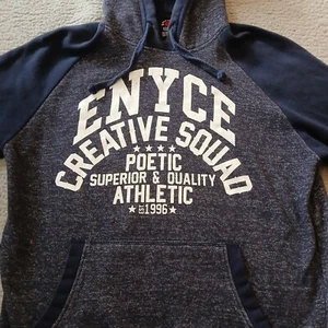 Vintage Enyce Hoodie Mens Large Blue Y2K Sweatshirt Hip Hop Rap Pullover Pocket - Picture 1 of 18