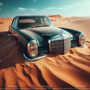 Auto - Mercedes Benz gestrandet - Original auf Leinwand 60x60cm 2024 - Bild 1 von 1