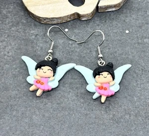 Pair Of Cute Pink Fairy Earrings Festival Fantasy Novelty - Picture 1 of 8