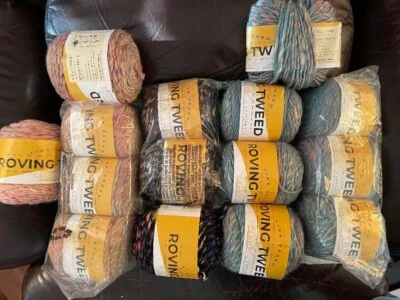 Lion Brand Roving Tweed Yarn 100% Acrylic in Pink, Black, Camel and Seagreen - Image 1 of 2