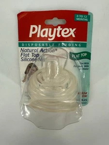 Vintage Playtex Natural Action Flat Top Butelki Sutki Silikon Średni przepływ 1998 - Zdjęcie 1 z 5