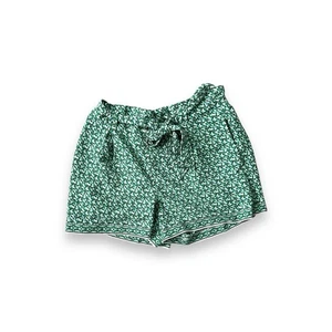 Max Studio Green Floral Dressy Paperbag Shorts Elastic Waist Tie Belted Boho XL - Picture 1 of 5