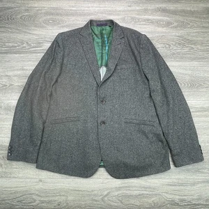 Ted Baker Blazer Mens 3XL Charcoal Speckled Wool Blend Sport Coat Dog Boat Print - Picture 1 of 15