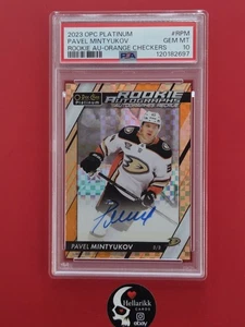 2023-24 Pavel Mintyukov Platinum Orange Checkers /15 Rookie Auto #RPM Ducks RC  - Picture 1 of 2
