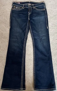True Religion Becky Super T Womens Sz 32 White Thick Stitch Boot Cut Jeans - Picture 1 of 12