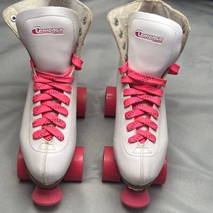 chicago roller skates girls women size 8 white leather pink wheels - Picture 1 of 15