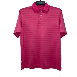 WALTER HAGEN men polo shirt Medium Pink striped buttons collared polyester - Picture 1 of 8