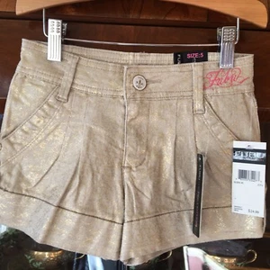 Fubu Girls Gold Shorts Size 5 New With Tags! - Picture 1 of 12