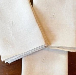 3 Vintage Leinen Damast Handtücher L Monogramm YY106 - Bild 1 von 7