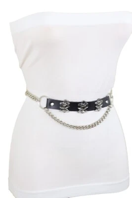 Mujeres Plateado Metal Cadena Cinturón Cadera Cintura Alta Rosa Flor Dijes Talla Grande XL XXL Foto 1 de 4