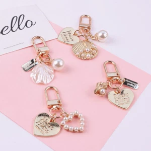 New Cute Cartoon Shell Pearl Gold Heart Love Keyring Key Chain Bag Accessory - Picture 1 of 13