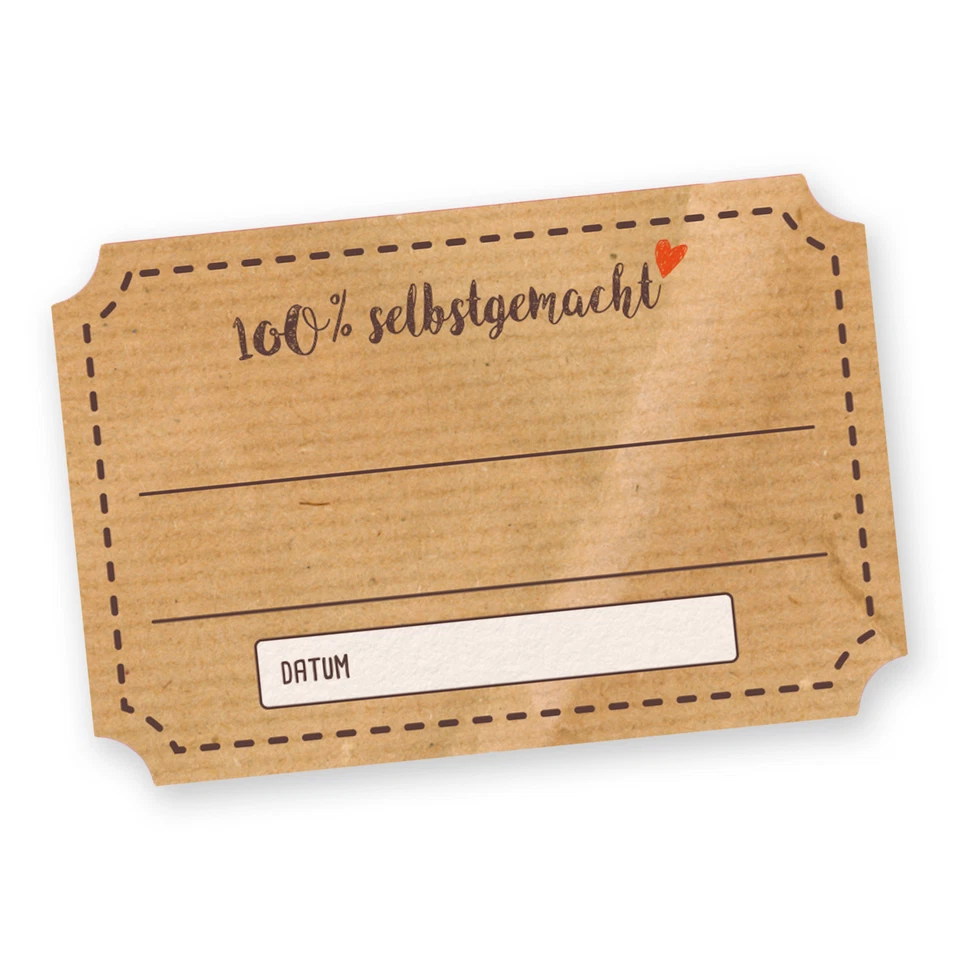 itenga Sticker Aufkleber 50 x Marmeladenetikett"100 selbstgemacht"...