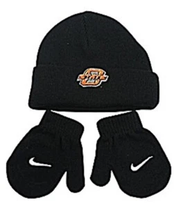 NCAA Oklahoma State Cowboys Logo on Black Knit Hat n' Mittens Cap Size 2/4T  - Picture 1 of 1