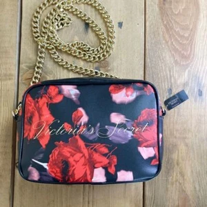 Victoria's Secret NWT over shoulder floral bag Cosmetic Purse Roses Crossbody - Picture 1 of 9