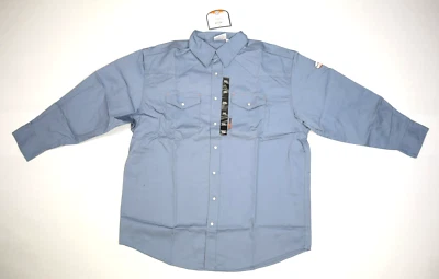 Camisa de trabajo Rasco resistente al fuego ropa de trabajo con botones a presión sarga azul para hombre 2XLT Foto 1 de 4