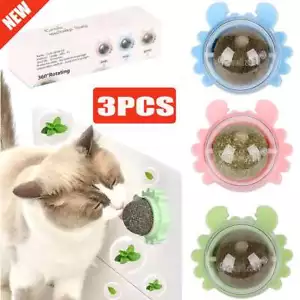 3x Rotatable Catnip Wall Ball Cat Teeth Cleaning Toys Edible Licking Treats Toys - Picture 1 of 12