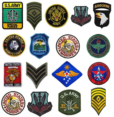 Military Army Patches US Embroidered Iron On Patch Badges Transfers Fancy Dress - Image 1 of 4