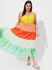 Torrid Maxi Dress Seersucker Multi Stripe Green Orange Yellow Nwt 3X