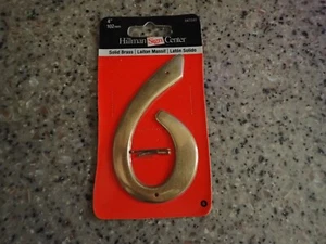 Hillman "6" 4 Inch Solid Brass House Mailbox Slot Number New 847048 - Picture 1 of 4