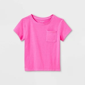 Cat & Jack Girl's Pink Washed Knit Crew Neck Short Sleeve T-Shirt Size XXL(Plus) - Picture 1 of 3