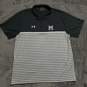Under Armour Polo Shirt Mens 3XL XXXL Gray/Black Loose Heatgear Short Sleeve - Picture 1 of 8
