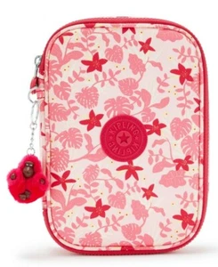 Kipling 100 PENS Pen Case in Pink Leaves RRP £38 - Picture 1 of 5