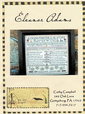 ELEANOR ADAMS CROSS STITCH SAMPLER-W/LINEN & SAMPLER THREADS-PRIMITIVE TRADITION - Image 1 of 2
