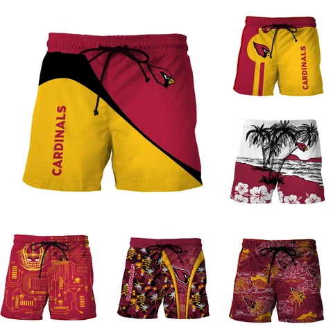 Arizona Cardinals Men's Beach Shorts Summer Drawstring Pockets Board Shorts Gift Cover