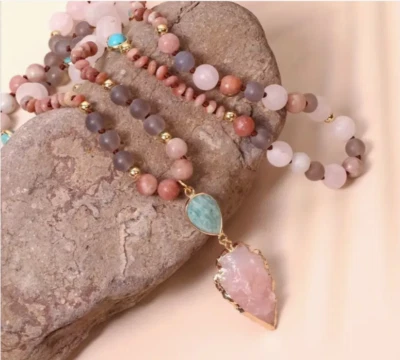 Collar boho cuentas rosa bisutería NUEVO Envío Gratis Foto 1 de 2