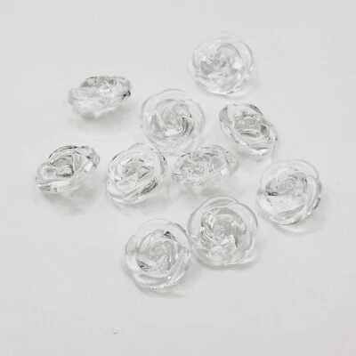 10 Rosen Knöpfe 1,3cm Blumen transparent zum Nähen Basteln Verzieren Kleidung - Bild 1 von 2