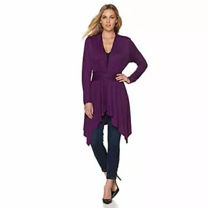 RHONDA SHEAR Gr. S drapierte Jacke vorne zum Binden Langarm mit Gürtel LILA - Bild 1 von 2