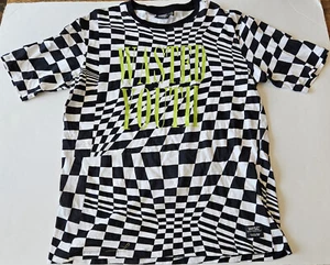 Wasted Youth Checkered T-Shirt, Black & White, Size XL - Imagen 1 de 8