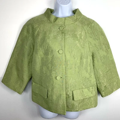 Chaqueta Pamela Dennis Jacquard Verde Talla L Botón Frontal Texturizada Elegante DE COLECCIÓN Foto 1 de 4