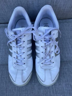 Adidas Shoes Womens 7 Samoa Soccer Sneakers BY3502 Metallic Silver White Leather - Image 1 of 4