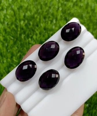 5 Pcs Hydro Amethyst Purple Faceted Loose 55.10  Carats Jewelry Gemstones Lot - Image 1 of 4