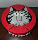 RARE! Vintage B. Kliban Big Cat Whiskers Red Trinket Jewelry Keepsake Box-EUC!