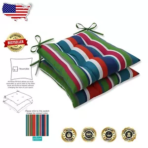 Vibrant Stripe Seat Cushions for Indoor/Outdoor Use - 2 Pack, 18.5" x 19" - Picture 1 of 6