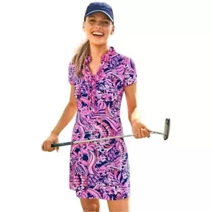 Lilly Pulitzer Womens Silvia Short Sleeve Dress Size XL Luxletic UPF 50+ Shorts - Picture 1 of 13