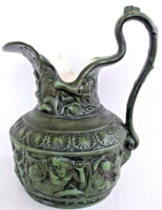 Griechische Mythologie Zeus Meerjungfrau 3D Cherub irisierende Glasur 10" Krug Vase Vintage - Bild 1 von 7