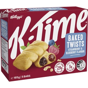 Kelloggs K-Time Baked Twists Strawberry Blueberry Flavour Snack Bars 5 Pack - Picture 1 of 7