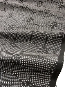 e081-L_Japanese Kimono Fabric_Silk,Black,Kikkokamon,Tsumugi,172 cm - Picture 1 of 9