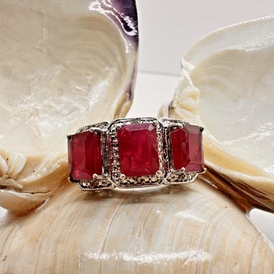 STS 925 STERLING SILVER RUBY & CZ COCKTAIL RING - Image 1 of 4