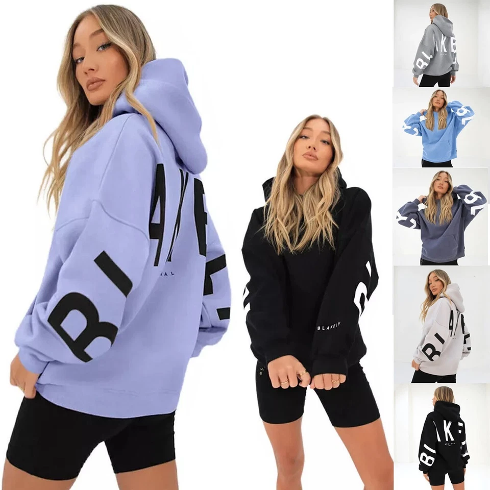 Women's Blakely Print LooseSports Hoodie Hooded Sweatshirt Long Sleeve Pullover - Image 1 of 4