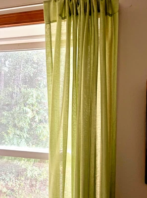 Linen Curtain Pair NWOT New Soft Pistachio Green 2 Panels 54" x 64" each - Image 1 of 4