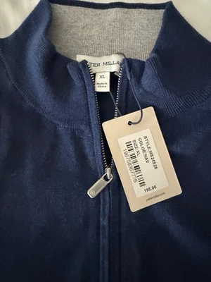 $195 Peter Millar Crown Whitaker Navy Blue Quarter Zip Sweater Mens Size XL NWT - Image 1 of 4