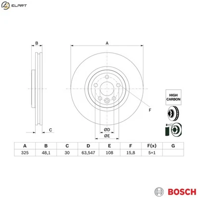 2x BRAKE DISC 0 986 479 G32 FOR LAND ROVER RANGE/VELAR/SUV PT204 2.0L 4cyl - Image 1 of 4